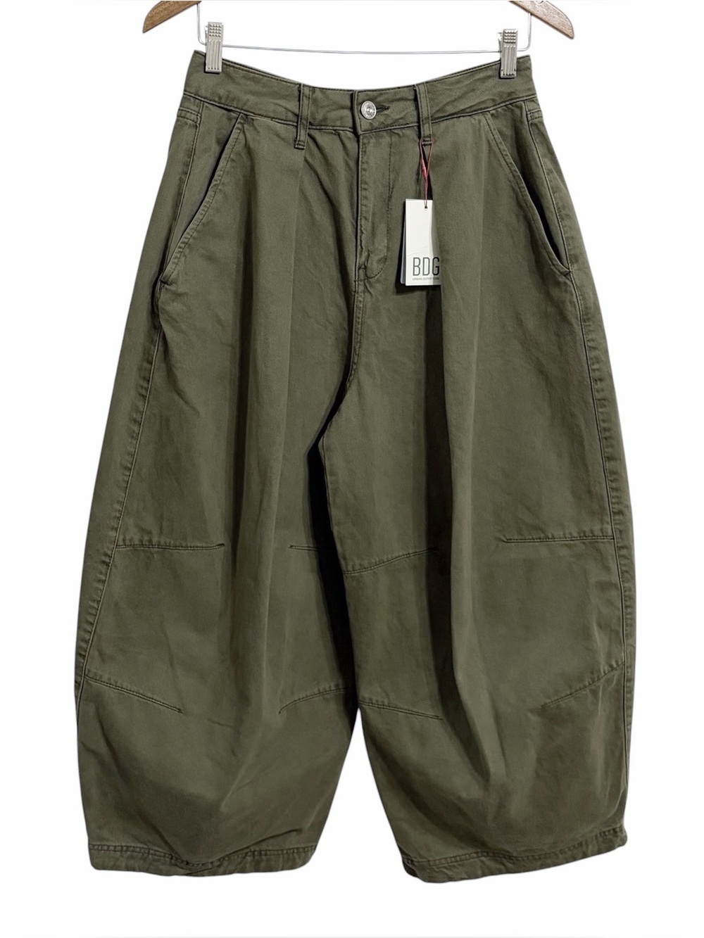 BDG Paneled Baggy Barrel Leg Boho Ankle Pant Womens S Green NWT Cotton Wide Leg